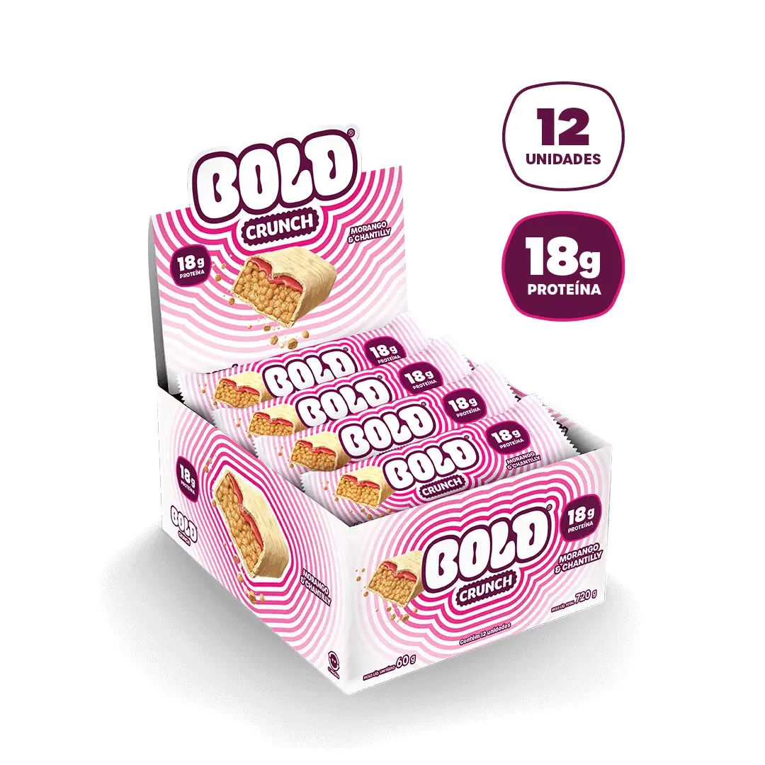 Bold Crunch · Display 12un · 60g - Morango e Chantilly