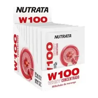 W100 Whey - Display 12 Sachês · 30g · Morango