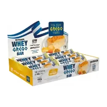 Whey Grego Bar · Display 12 un 40g · Mousse de Maracujá
