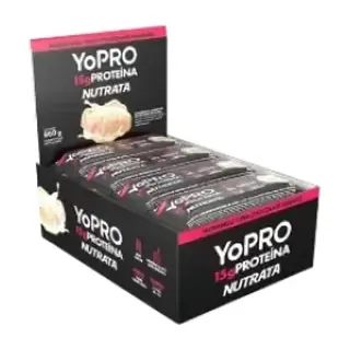 Yopro Bar · Display 12 un 55g · Morango com Chocolate Branco