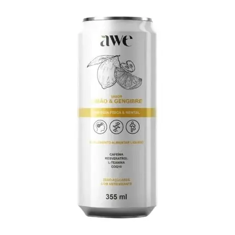 Bebida Awe Zero · Lata 355ml · Limão & Gengibre