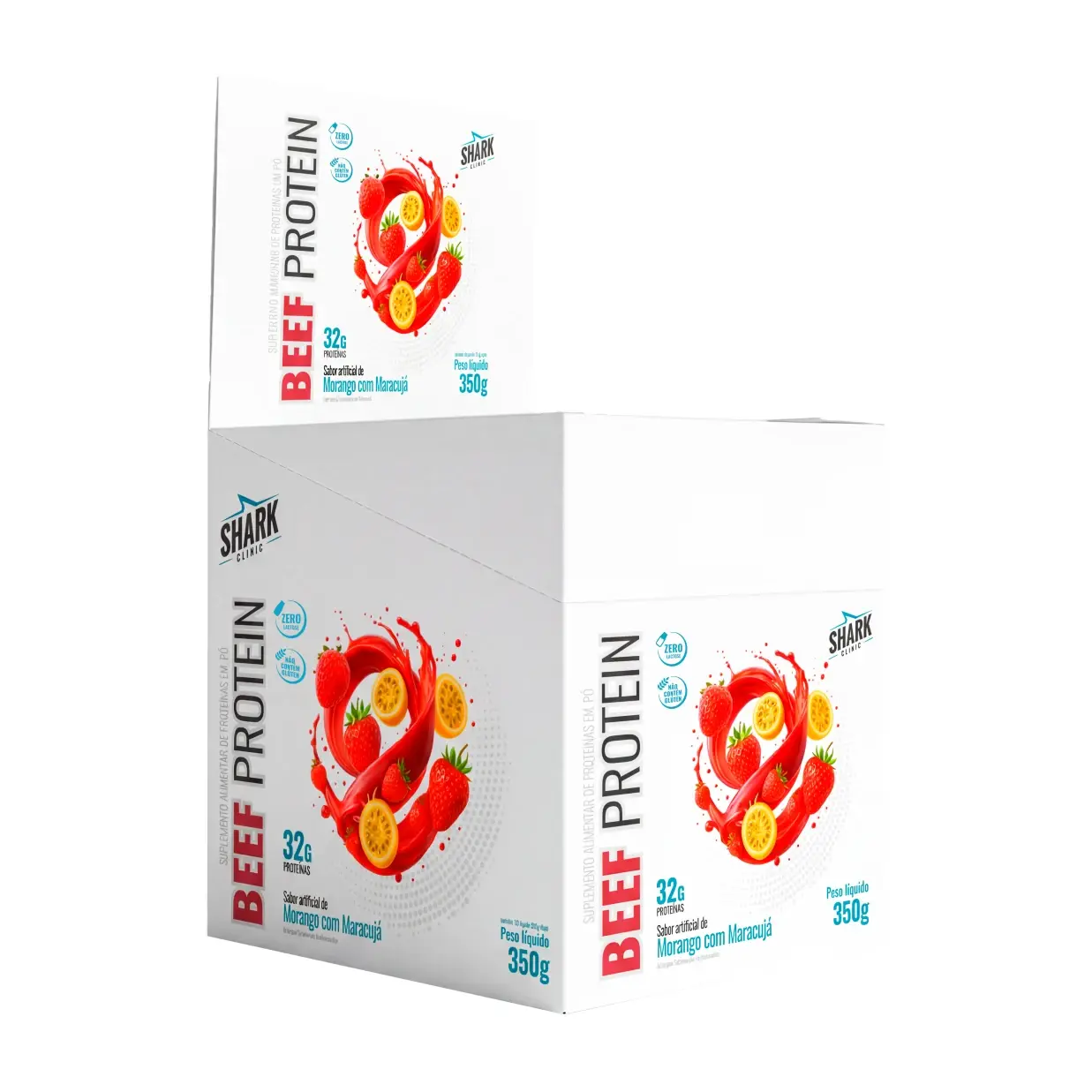 Whey Beef Protein - Display 10 Sachês · 35g · Morango com Maracujá