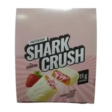 Protein Bar Shark Crush · Display 12 un 40g · Morango com Iorgute