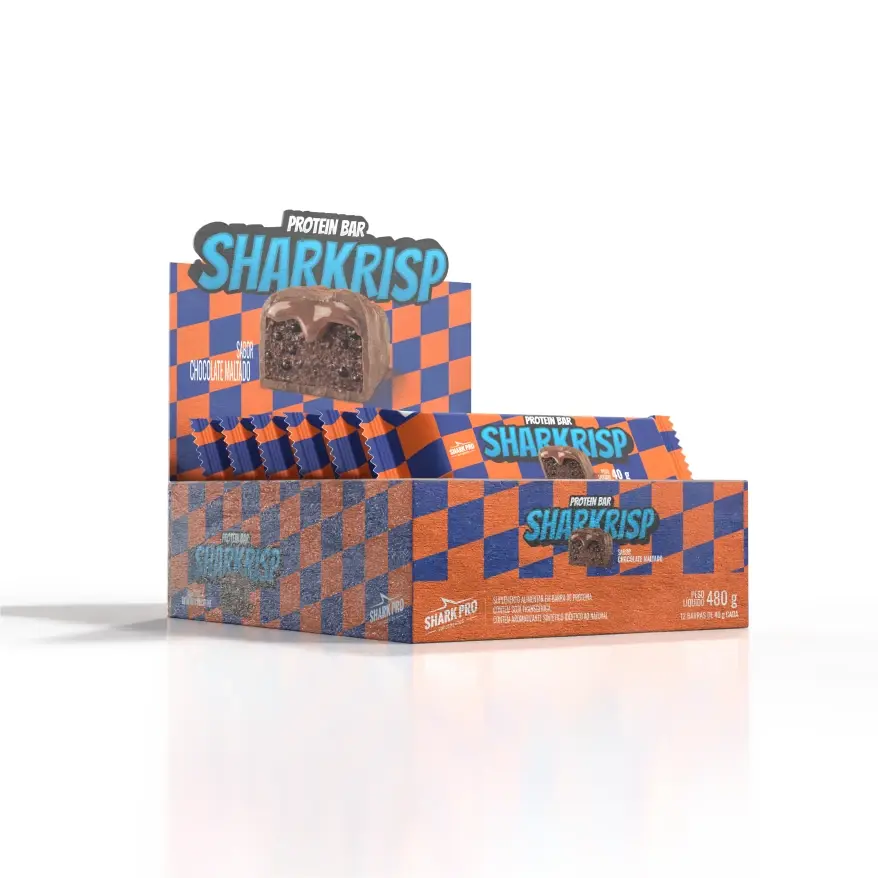 Protein Bar Sharkrisp · Display 12un · 40g - Chocolate Maltado