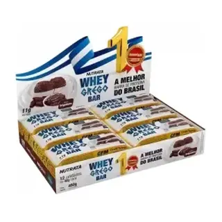 Whey Grego Bar · Display 12 un 40g · Brigadeiro