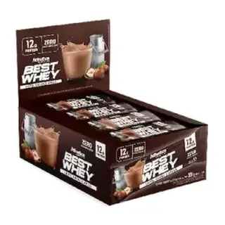 Best Whey Bar 12g Protein · Display 12 un 49g · Leite, Cacau e Avelã