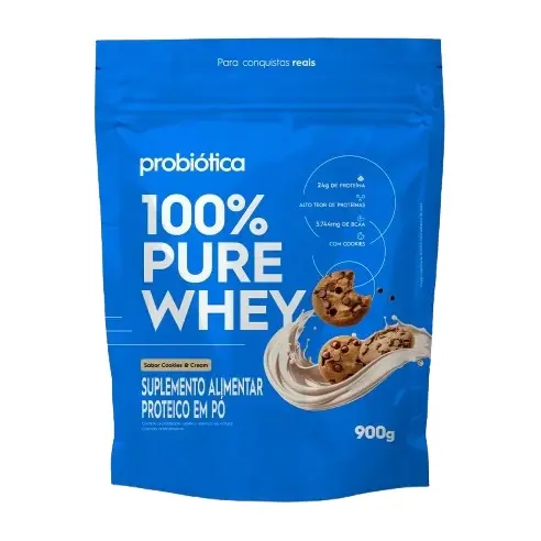 100% Pure Whey · Refil 900g · Cookies e Cream